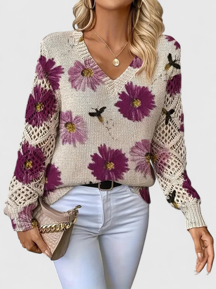 Aurelie | Elegant sweater with floral pattern