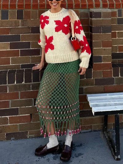 All-rounder Round Neck Floral Sweater