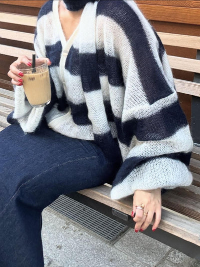 Cozy Striped Knit Cardigan