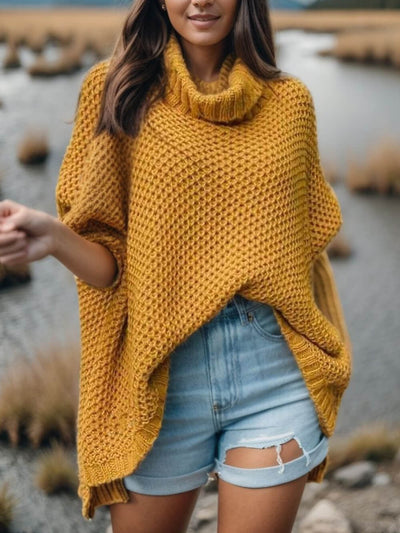 Turtleneck Pullover with Dolman Sleeves
