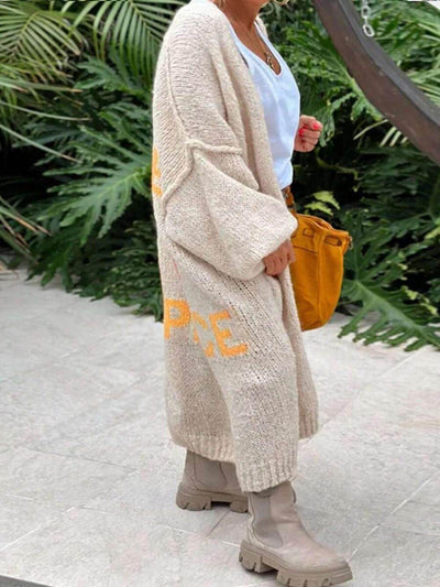Casual Large Cardigan with Heart Pattern and Pockets