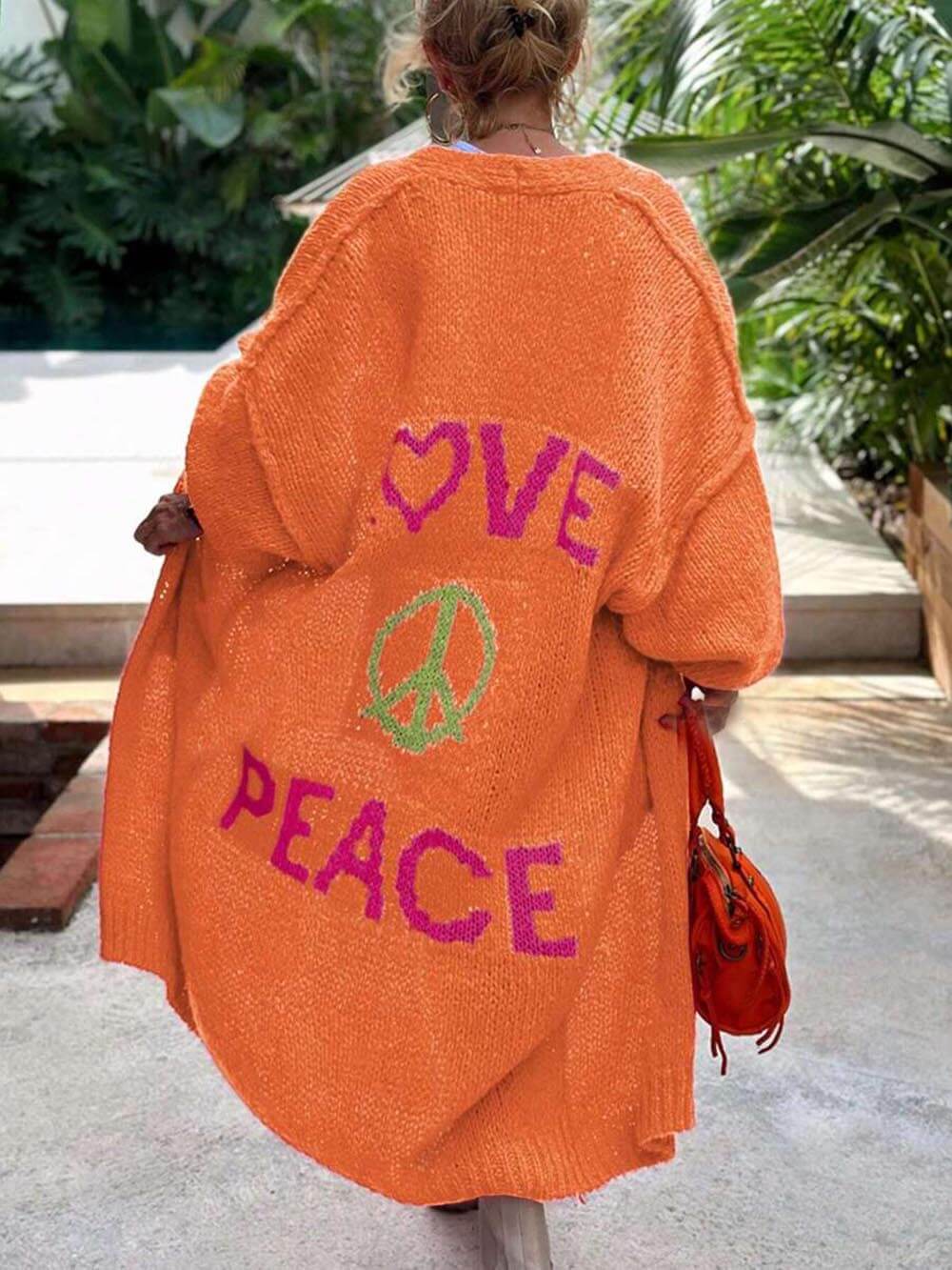 Casual Large Cardigan with Heart Pattern and Pockets