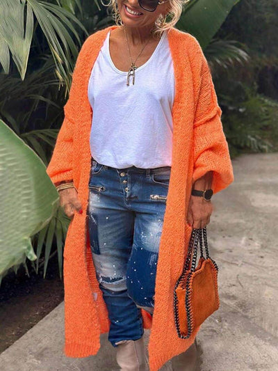 Casual Large Cardigan with Heart Pattern and Pockets