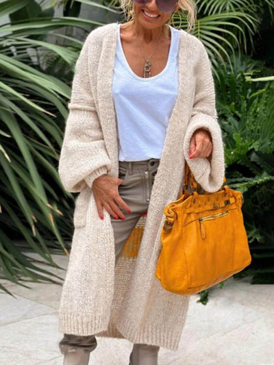 Casual Large Cardigan with Heart Pattern and Pockets