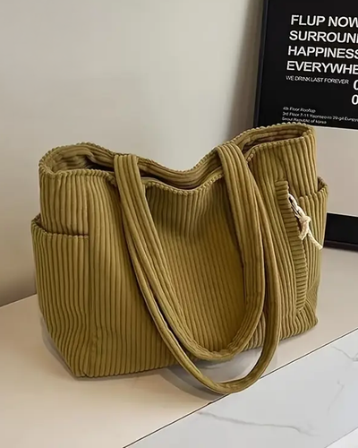 Savannah – Ribbed Tote Bag with Cord Detail