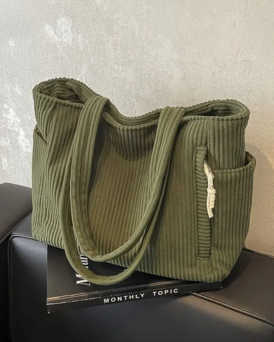 Savannah – Ribbed Tote Bag with Cord Detail