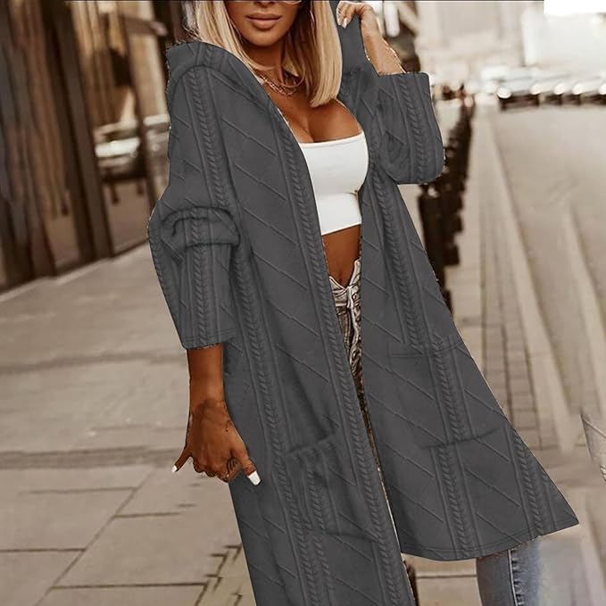 Cytheria – Long-Sleeve Cardigan with Cable Knit and Hood