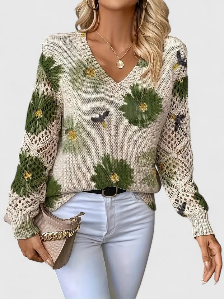 Aurelie | Elegant sweater with floral pattern
