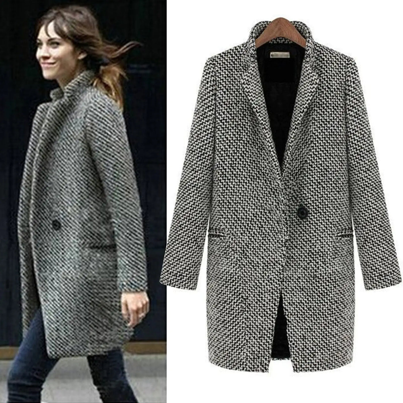 Delphine™ | Elegant Long Wool Coat