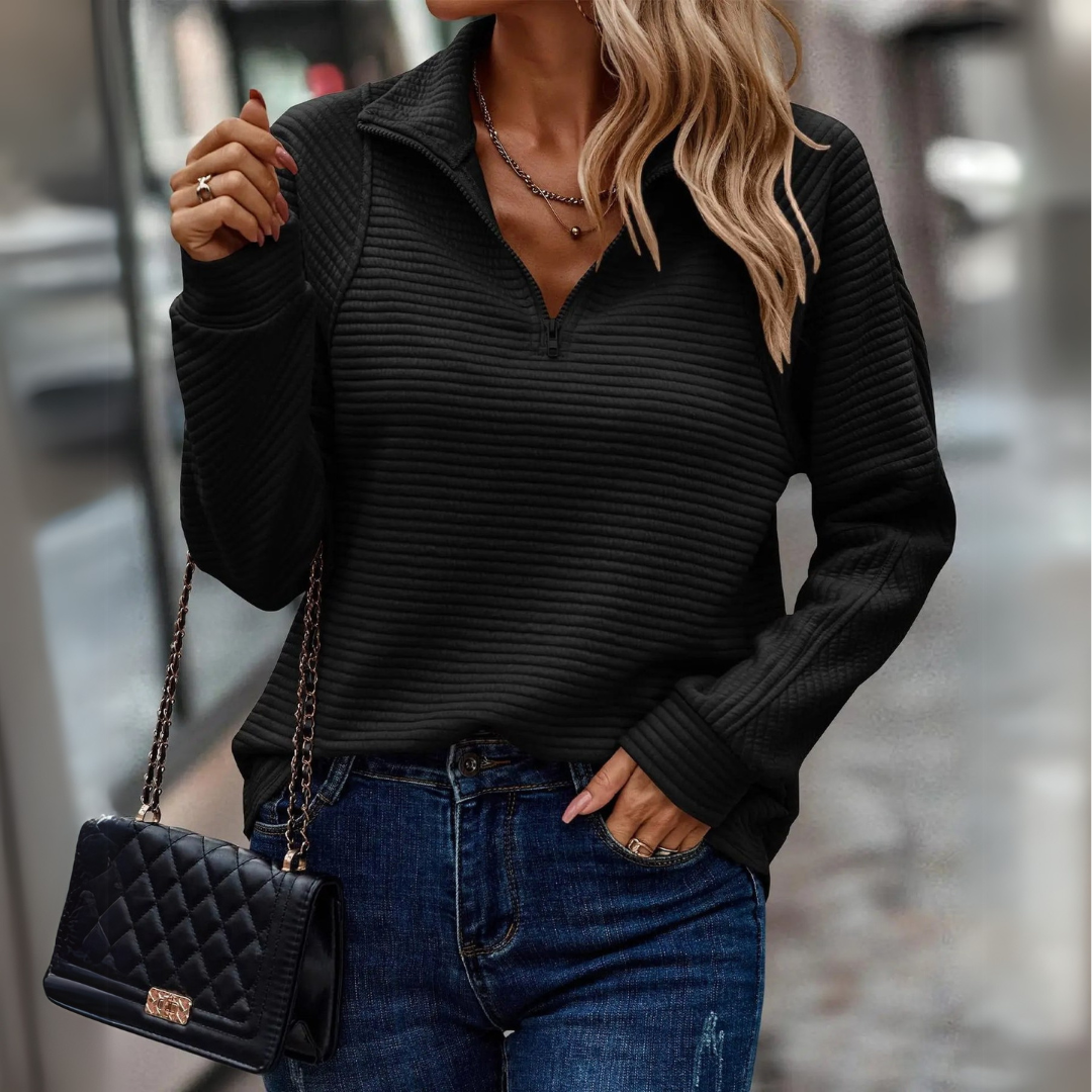 Suzanne™ - Pullover with Half-Zip and Details