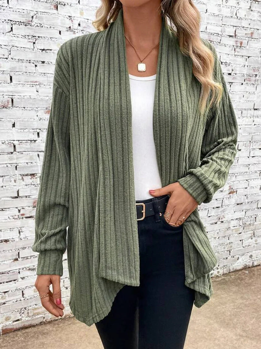 Leah™ - Ribbed Drape Cardigan
