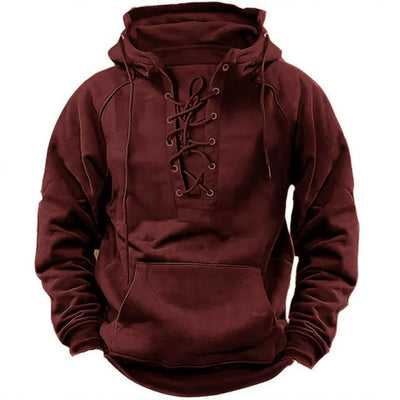 Leon™ – Retro outdoor hoodie with laces, designed for autumn and winter