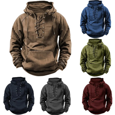 Leon™ – Retro outdoor hoodie with laces, designed for autumn and winter