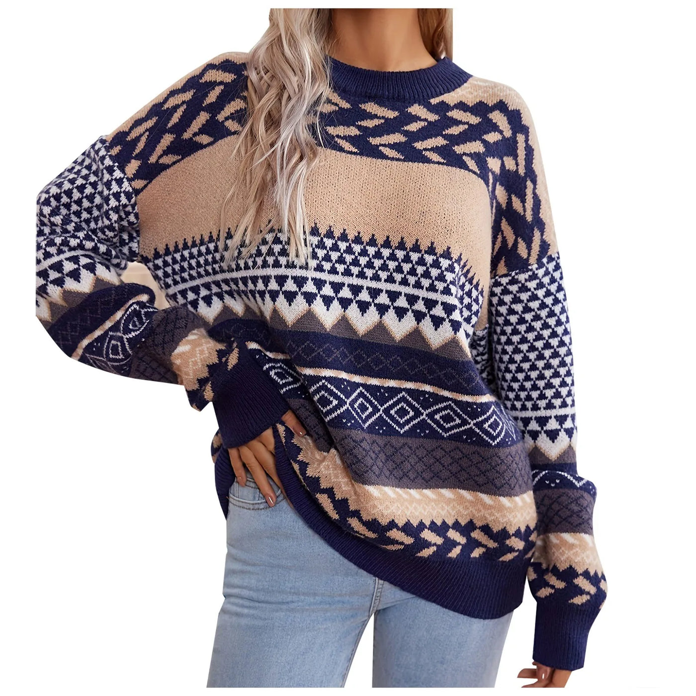 Haze™ | Retro Knitted Contrast Sweater