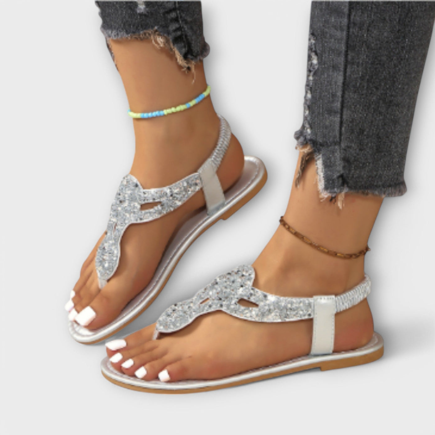 Orthopädische Sandalen mit Kristallen