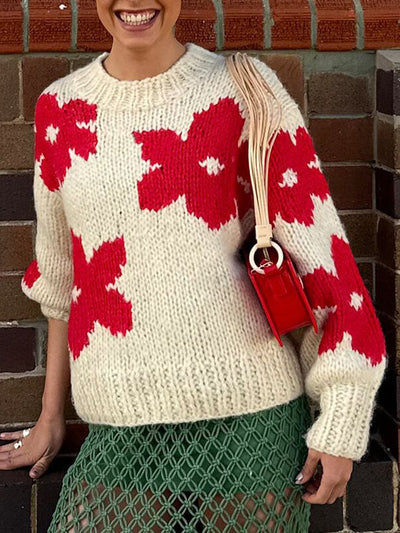 All-rounder Round Neck Floral Sweater