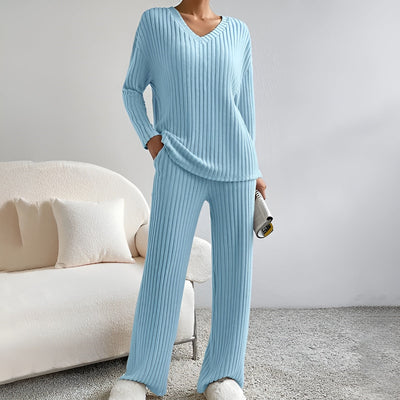 Isla™ | Ribbed V-neck sweater set