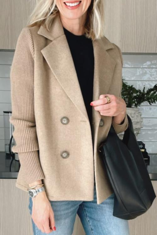 Amelia™ | Chic Blazer with Knit Sleeves