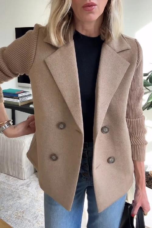Amelia™ | Chic Blazer with Knitted Sleeves