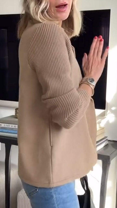 Amelia™ | Chic Blazer with Knit Sleeves