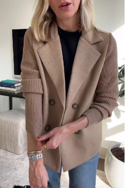 Amelia™ | Chic Blazer with Knit Sleeves