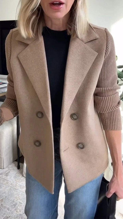 Amelia™ | Chic Blazer with Knit Sleeves