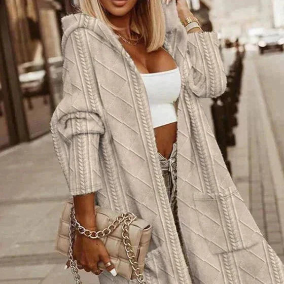 Cytheria – Long-Sleeve Cardigan with Cable Knit and Hood