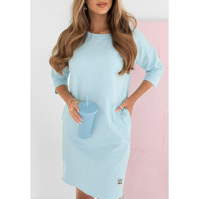 Kristina™ - Dress with Round Neckline and 3/4 Sleeves with Pockets