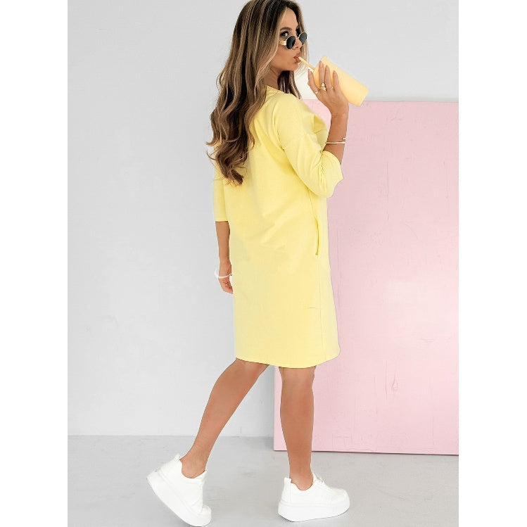 Kristina™ - Dress with Round Neckline and 3/4 Sleeves with Pockets