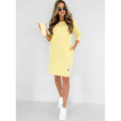 Kristina™ - Dress with Round Neckline and 3/4 Sleeves with Pockets